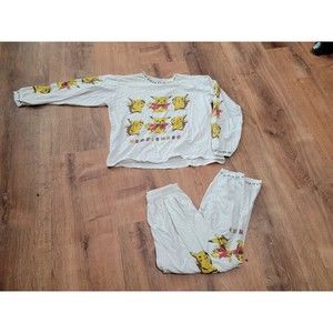 Kid's Vintage Pokemon Pikachu RedFishRed White Long Sleeve Shirt And Pants 163